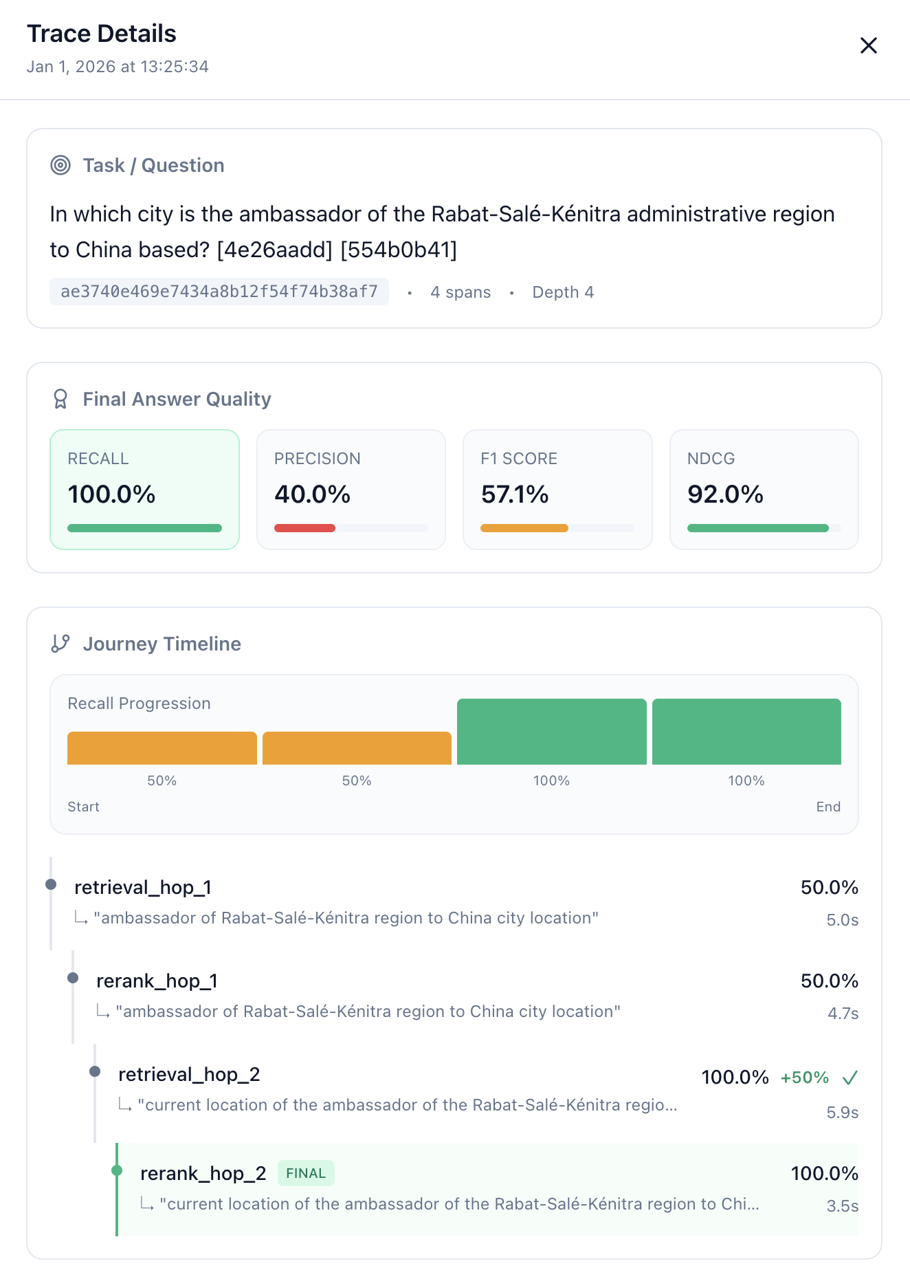 Traces view with expanded trace showing span hierarchy